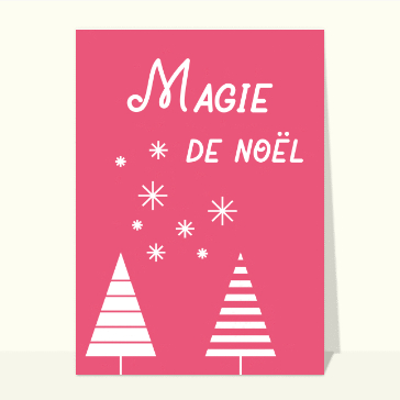Carte de Noël minimaliste : La magie de Noël sur fond rose