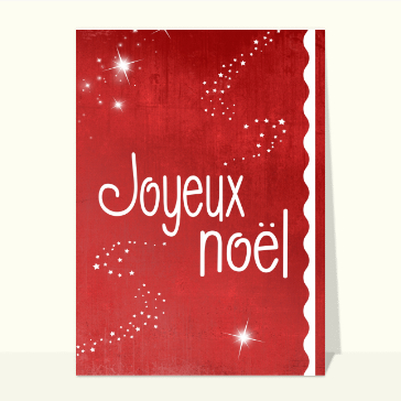 carte de noel : Joyeux Noël rouge avec des étoiles