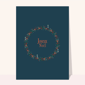 carte de noel : Couronne de Noël et bougies
