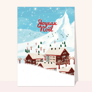 carte de noel : Noël dans un village de montagne