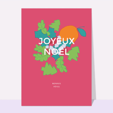 Joyeux Noël et gui sur fond rose