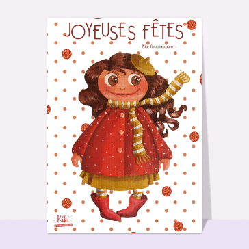 Joyeuses fêtes et petite fille souriante