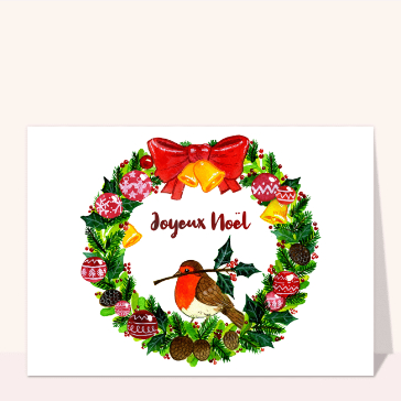 Couronne de Noël et rouge-gorge
