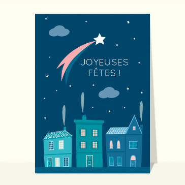 Carte Joyeuses fêtes et étoile filante