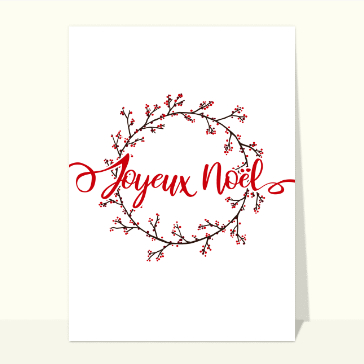 Joyeux Noël sur couronne de houx blanc