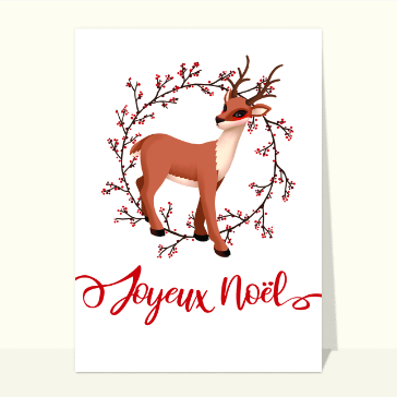 Noël : Joyeux Noël renne de Noël fond blanc
