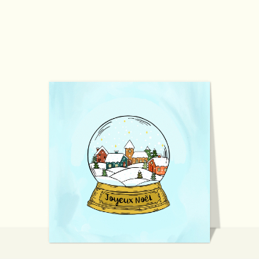 Carte Village de Noël dans une boule en couleur