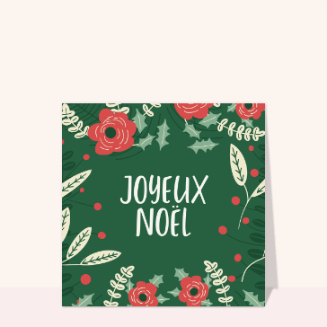 Joyeux Noël vert et fleuri