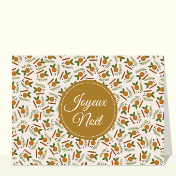 Carte Joyeux Noël et motif d`oranges