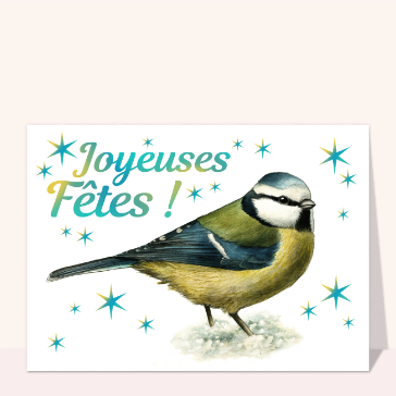 Carte Joyeuses fêtes et mésange