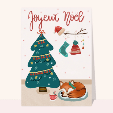 carte de noel : Joyeux Noël au pied du sapin