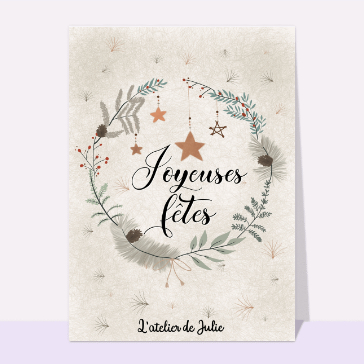 Joyeuses fêtes dans une couronne hivernale