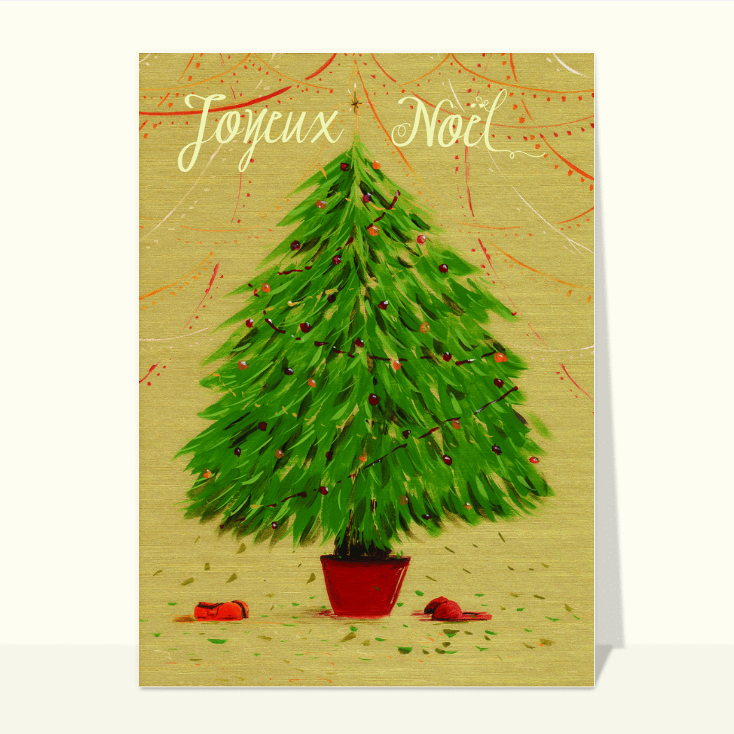 Carte Sapin De Noël Sous Les Guirlandes : Envoyer une vraie Carte De