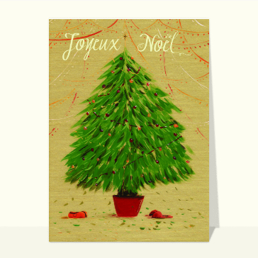 Sapin de Noël sous les guirlandes