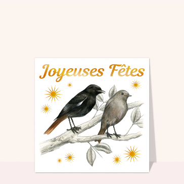 Carte Joyeuses fêtes et petits oiseaux