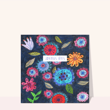Carte Joyeuses fêtes art folk
