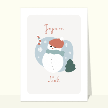 Carte Joyeux Noël joli bonhomme de neige
