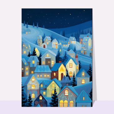 Carte Village de Noël sous la neige