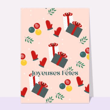 Carte Joyeuses fêtes décorations de Noël