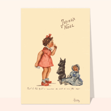 carte ancienne Noël : Petite fille joyeux Noël