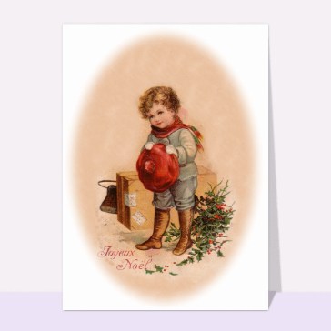 carte ancienne Noël : Joyeux Noël avec un petit garçon