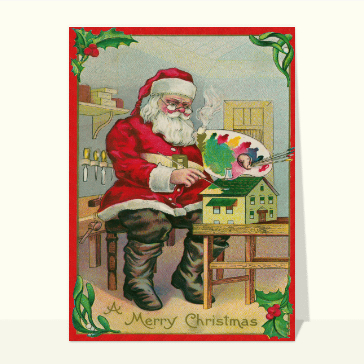 carte ancienne Noël : Fabrication des cadeaux de Noël