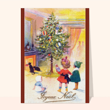 carte ancienne Noël : La joie du sapin de Noël