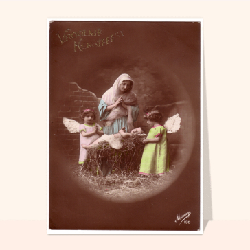 carte ancienne Noël : Carte ancienne creche
