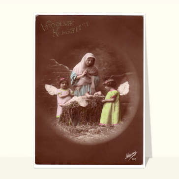 carte ancienne Noël : Carte ancienne creche