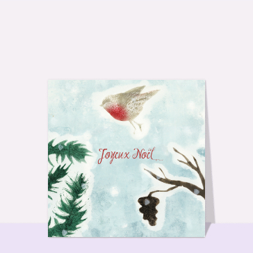 Carte Joyeux Noël avec un rouge Gorge