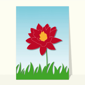 Carte avec des fleurs : Le dessin d'une jolie fleur rouge