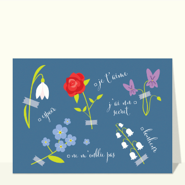 Carte avec des fleurs : Messages de fleurs