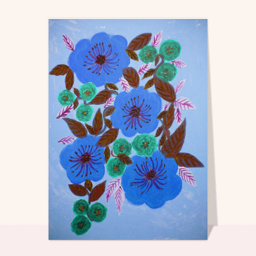 Carte avec des fleurs : Fleurs bleues en toutes occasions