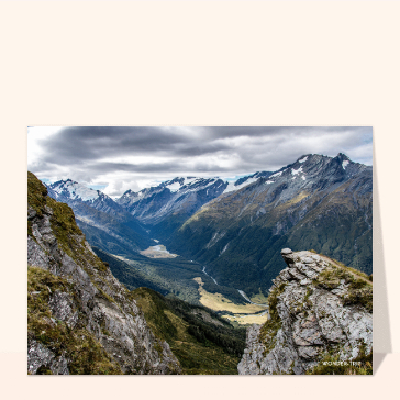 Carte postale Nouvelle-Zélande : Spectaculaire vallée de Matukituki en Nouvelle-Zélande
