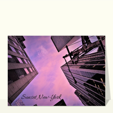 cartes postales de pays : Coucher de soleil sur New York