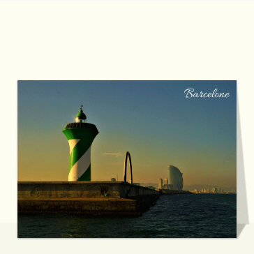Carte postale Espagne : Coucher de soleil sur Barcelone