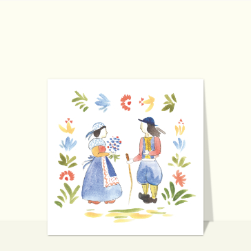 Un couple breton à l`aquarelle