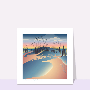 Carte postale France : Un coucher de soleil rose dans les dunes de Carcans
