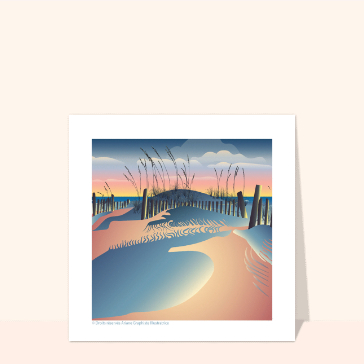 Carte Un coucher de soleil rose dans les dunes de Carcans