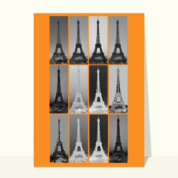 Carte postale de Paris : La tour Eiffel en noir et blanc