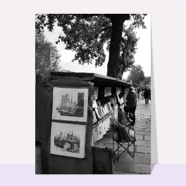 Carte postale de Paris : Bouquinistes sur les quais de la Seine
