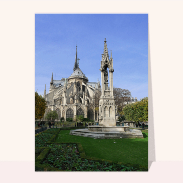 Carte postale de Paris : Square Jean XXIII chevet église notre dame