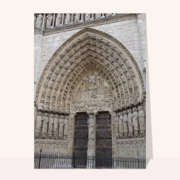 Carte postale de Paris : Portail central jugement dernier Notre Dame