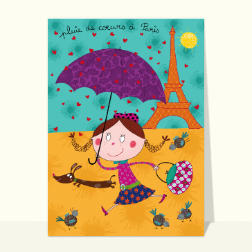 Carte postale de Paris : Pluie de coeurs à Paris