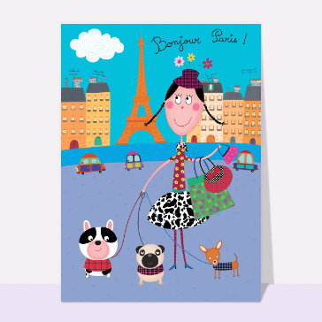 Carte postale de Paris : Promenade des chiens à Paris