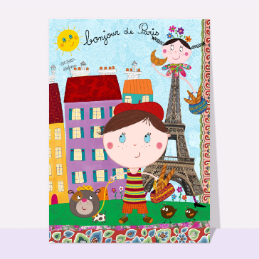 Carte postale de Paris : Poulbot bonjour Paris