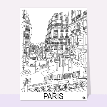 cartes postales de pays : Paris à colorier