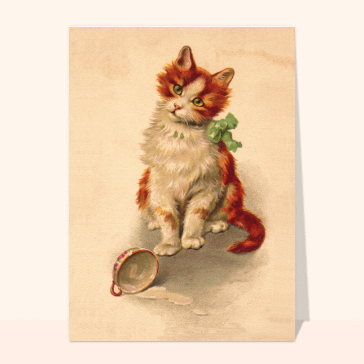 Carte chat et chaton : Carte ancienne avec un petit chat
