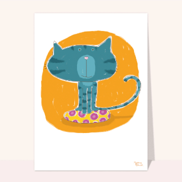 Carte chat et chaton : Le chaton et son petit coussin