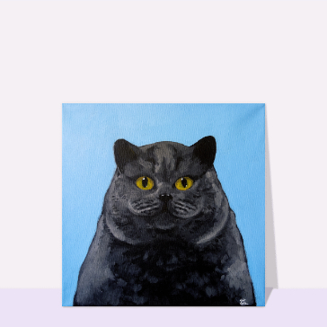 Carte chat et chaton : Un gros chat en peinture